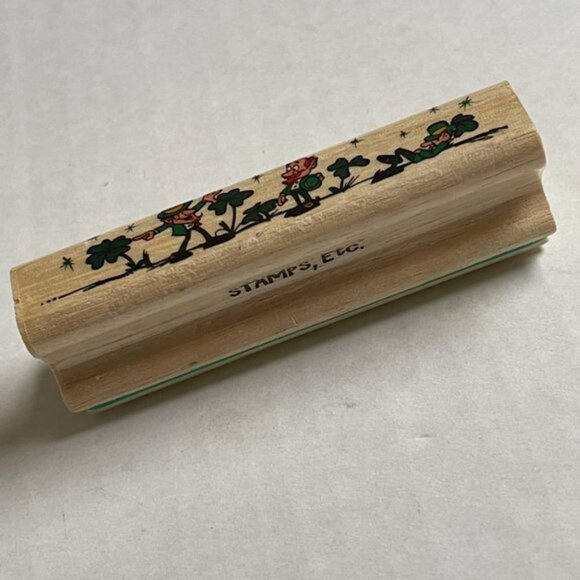 St Patricks Wooden Rubber Stamp Shamrock Scrapbooking Arts Holiday Stamping - Picture 4 of 6